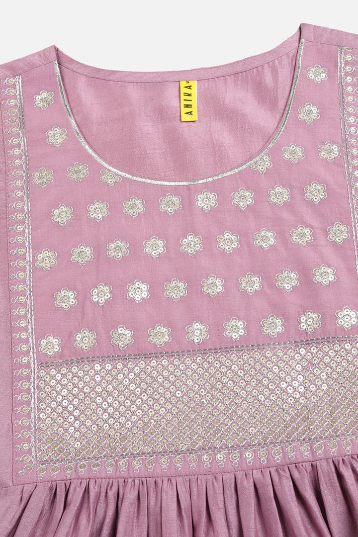 Lavender Silk Blend Solid Straight Kurta Trousers With Dupatta | SHOBITAM