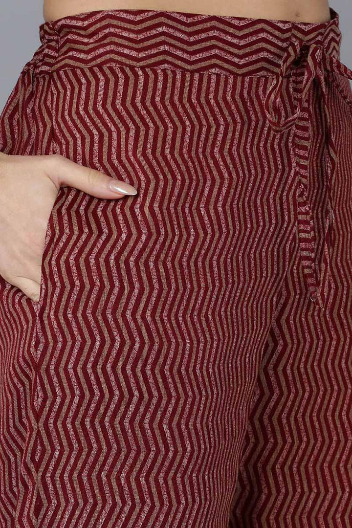 Maroon Silk Blend Floral Straight Kurta Trousers With Dupatta | SHOBITAM