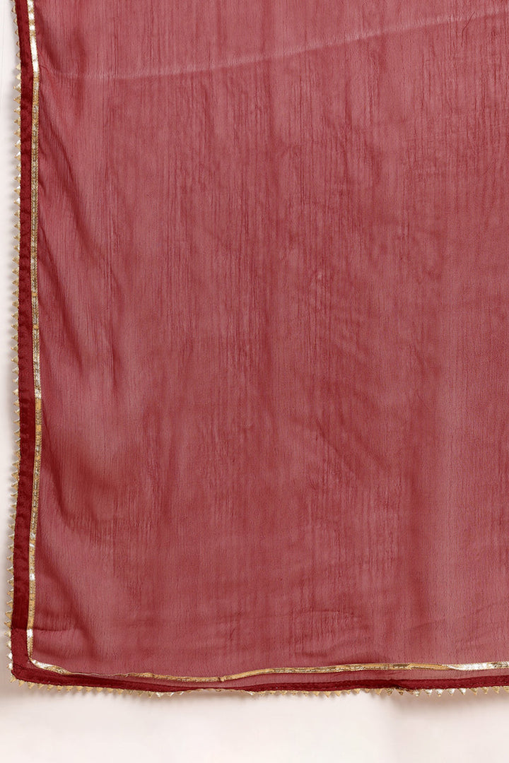 Red Silk Blend Embroidered Kurta Pant With Dupatta   | SHOBITAM