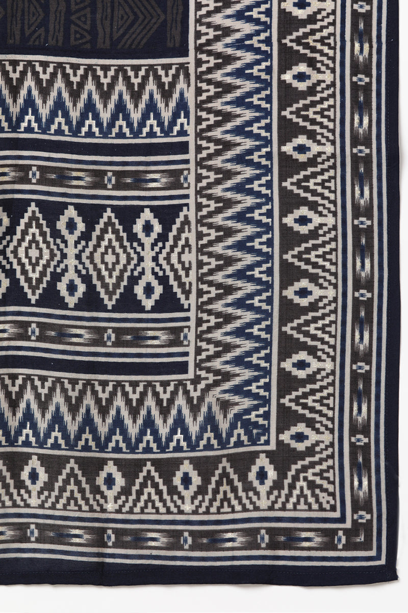 Silk Blend Grey Printed Straight Kurta Pant With Dupatta | SHOBITAM