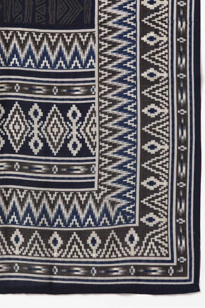 Silk Blend Grey Printed Straight Kurta Pant With Dupatta | SHOBITAM