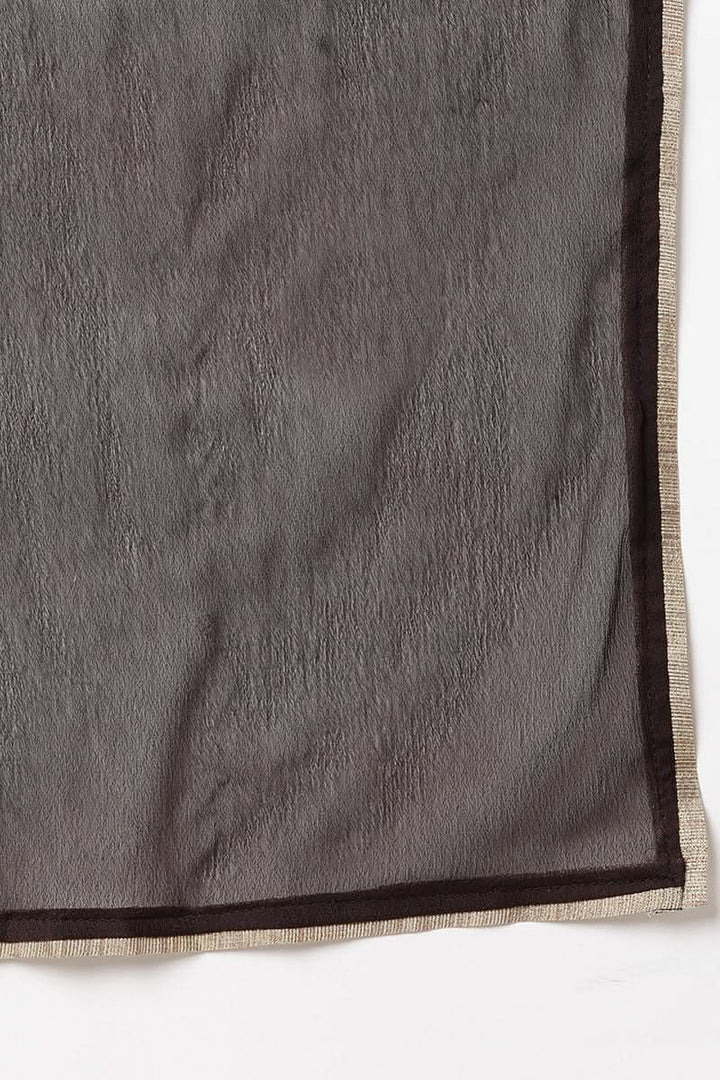 Silk Blend Black Embroidered Straight Kurta Pant With Dupatta  | SHOBITAM