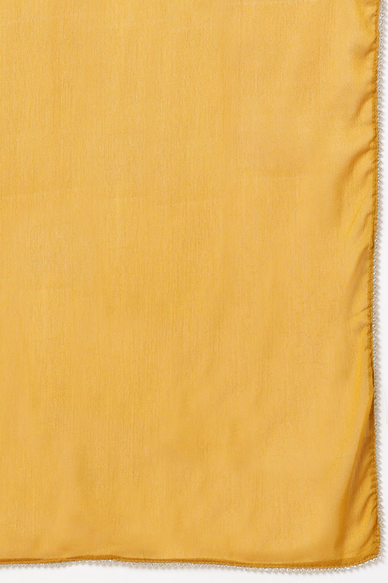 Mustard Silk Blend Straight Kurta Palazzo With Dupatta | SHOBITAM