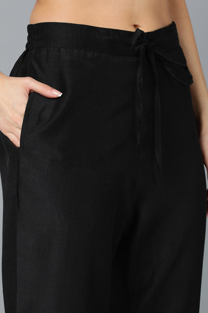 Black Silk Blend Yoke Design Kurta Pant With Dupatta   | SHOBITAM