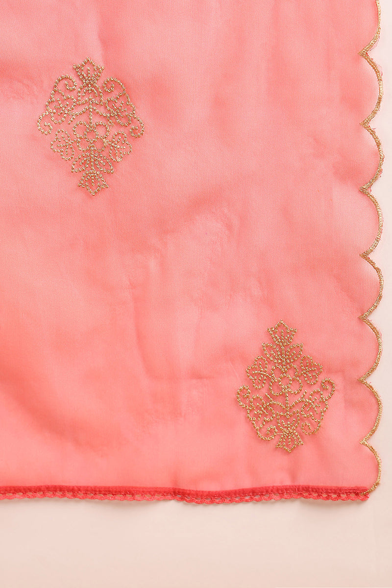 Pink Silk Blend Straight Kurta Palazzo With Dupatta |shobitam