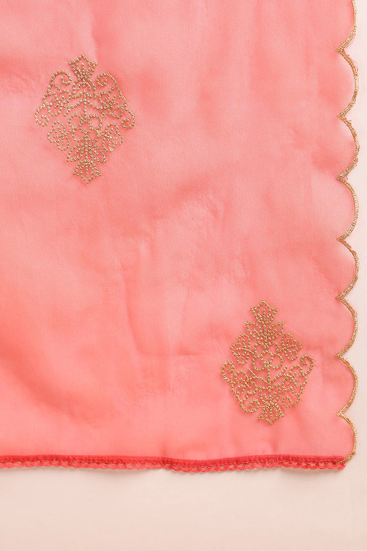 Pink Silk Blend Straight Kurta Palazzo With Dupatta |shobitam
