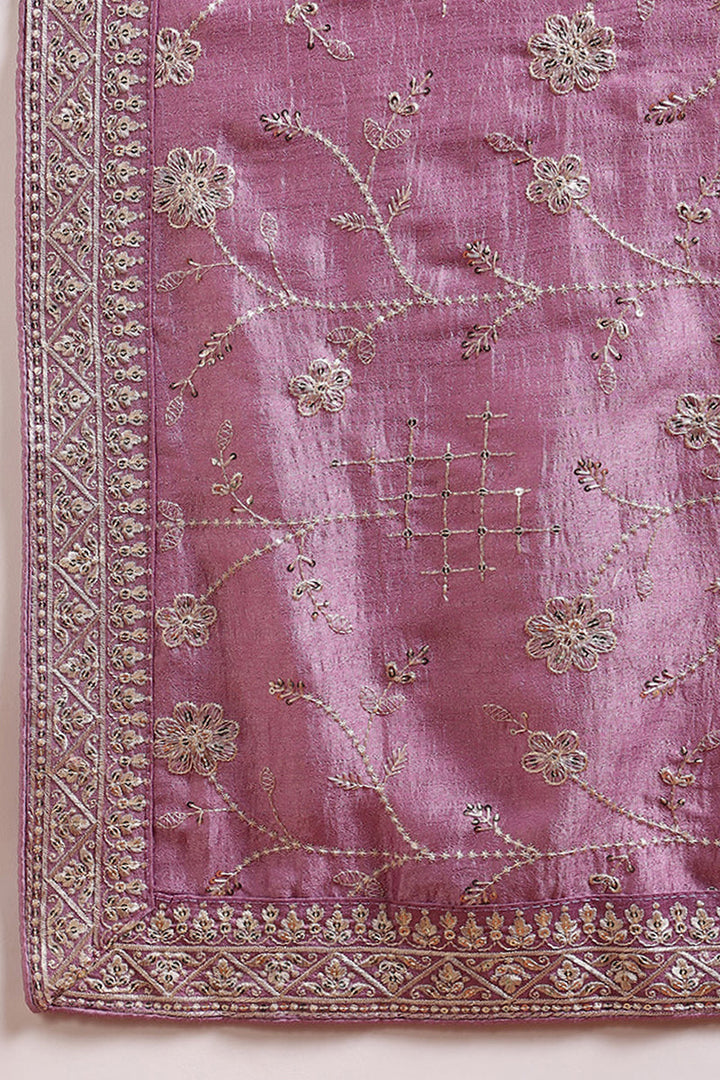 Lavender Silk Blend Straight Kurta Pant With Dupatta | SHOBITAM