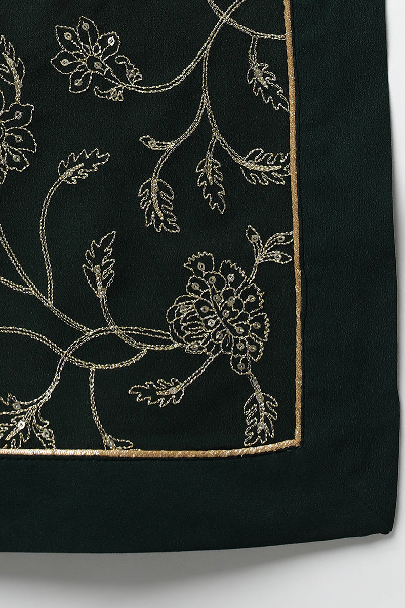 Green Poly Georgette Straight Kurta Palazzo With Dupatta | SHOBITAM