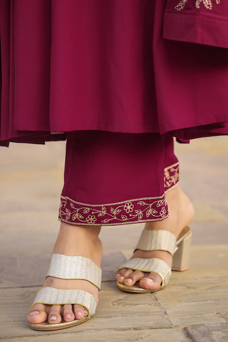 Fuschia Poly Georgette Angrakha Pant With Dupatta | SHOBITAM