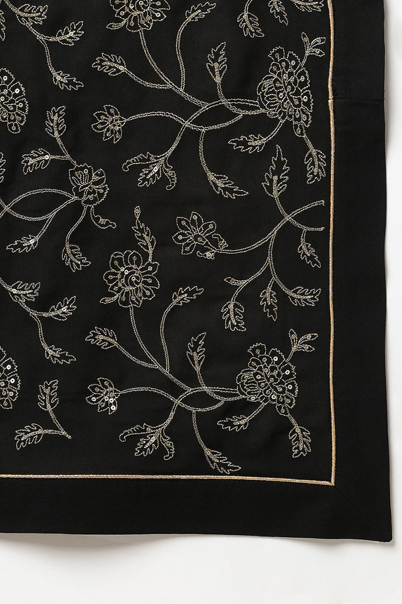 Black Poly Georgette Angrakha Pant With Dupatta | SHOBITAM