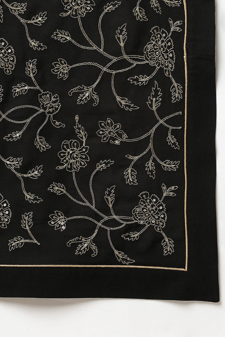 Black Poly Georgette Angrakha Pant With Dupatta | SHOBITAM