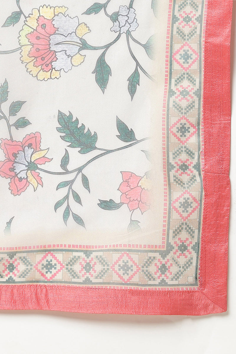 Coral Pink Silk Blend Straight Kurta Pant With Dupatta | SHOBITAM