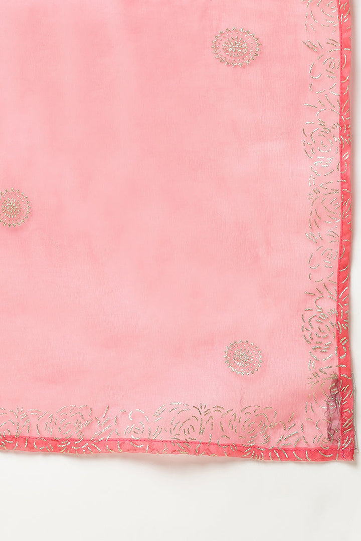 Pink Silk Blend Straight Kurta Pant With Dupatta  | SHOBITAM