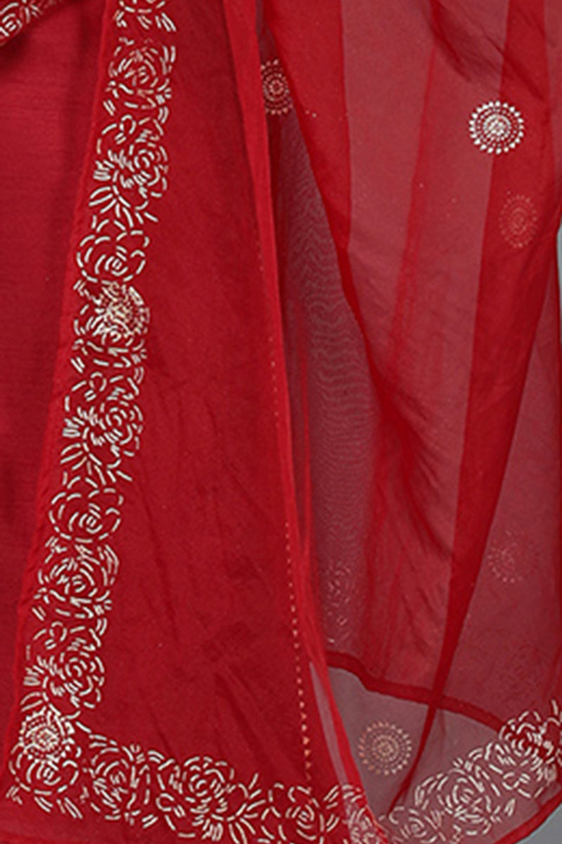 Maroon Silk Blend Yoke Design Kurta Trouser With Dupatta | SHOBITAM