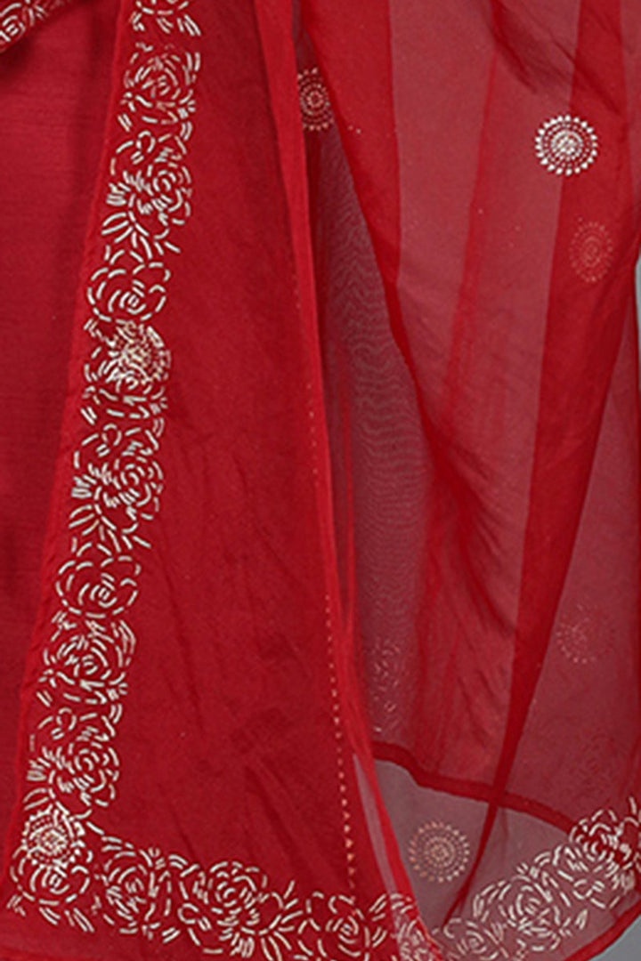 Maroon Silk Blend Yoke Design Kurta Trouser With Dupatta | SHOBITAM