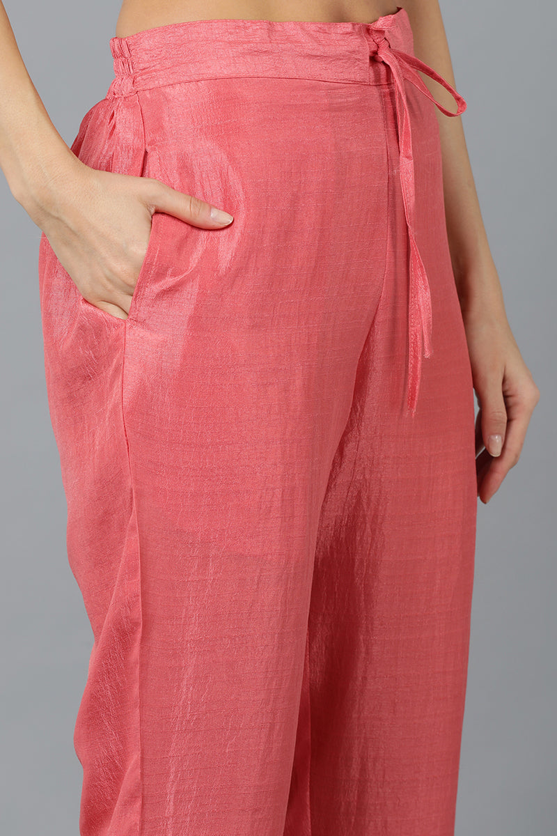 Silk Blend Blush Pink Straight Kurta Pant With Dupatta | SHOBITAM
