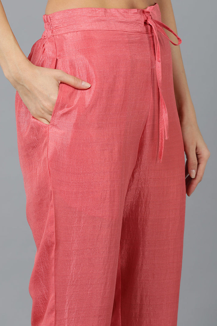 Silk Blend Blush Pink Straight Kurta Pant With Dupatta | SHOBITAM