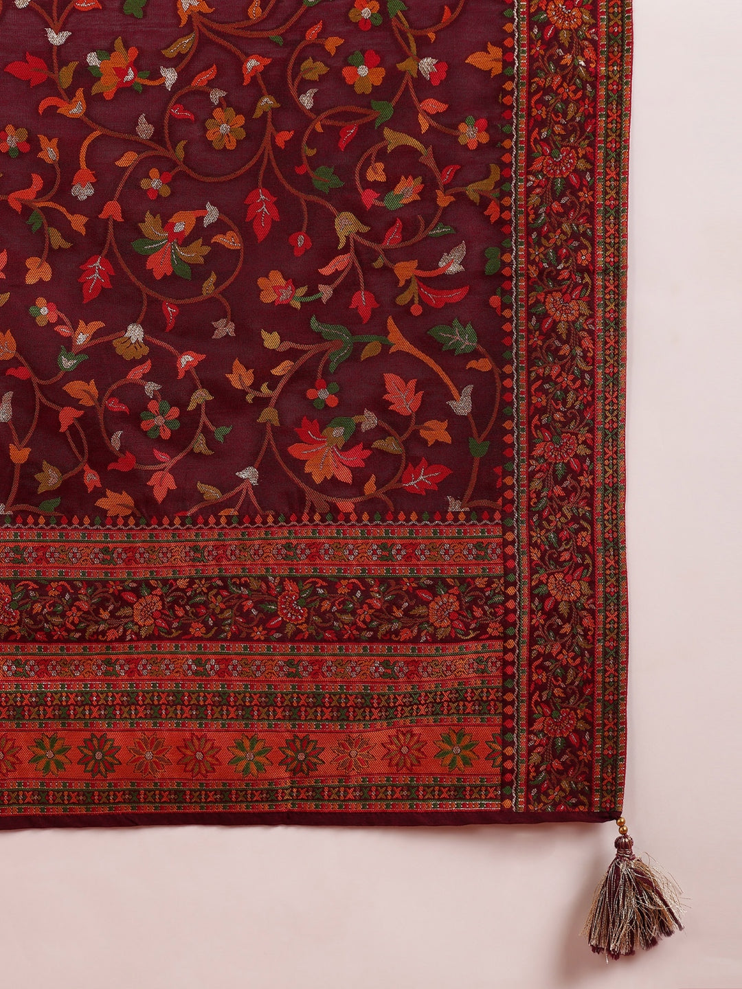 Burgundy Silk Blend Ethnic Straight Suit Set | SHOBITAM