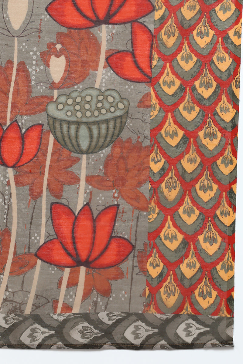 Orange Silk Blend Ethnic Motifs Straight Suit Set  | SHOBITAM