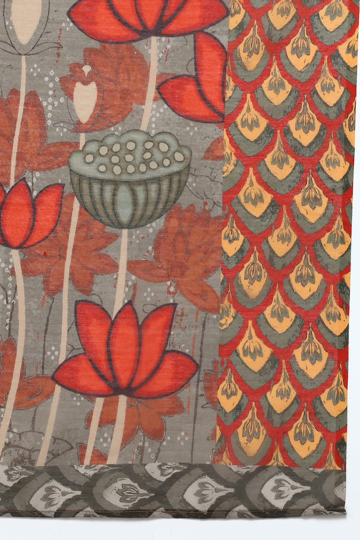 Orange Silk Blend Ethnic Motifs Straight Suit Set  | SHOBITAM