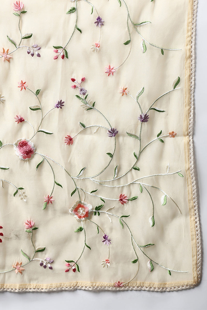 Yellow Silk Blend Solid Embroidered Straight Suit Set | SHOBITAM