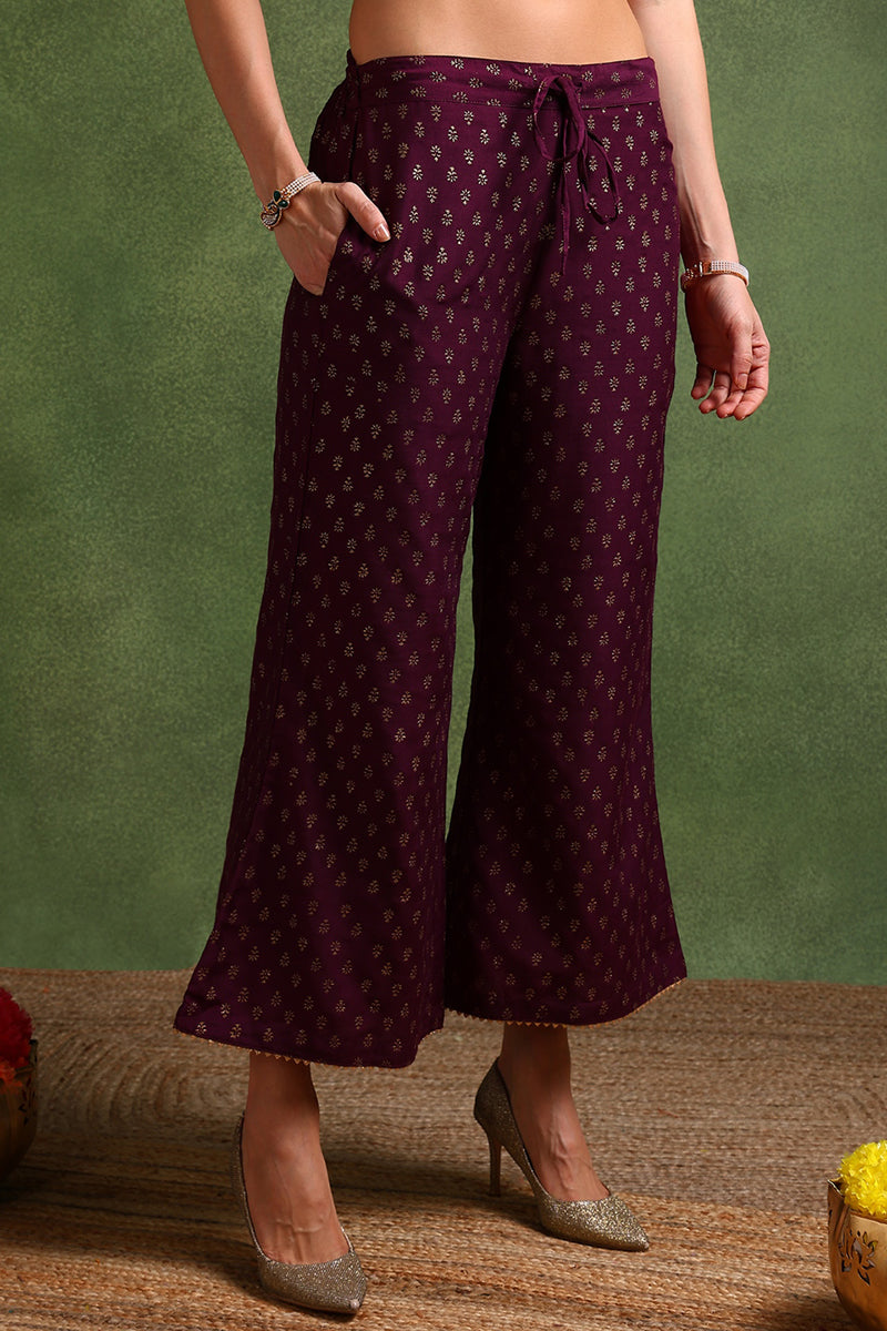 Purple Silk Blend Embroidered Anarkali Suit Set | SHOBITAM