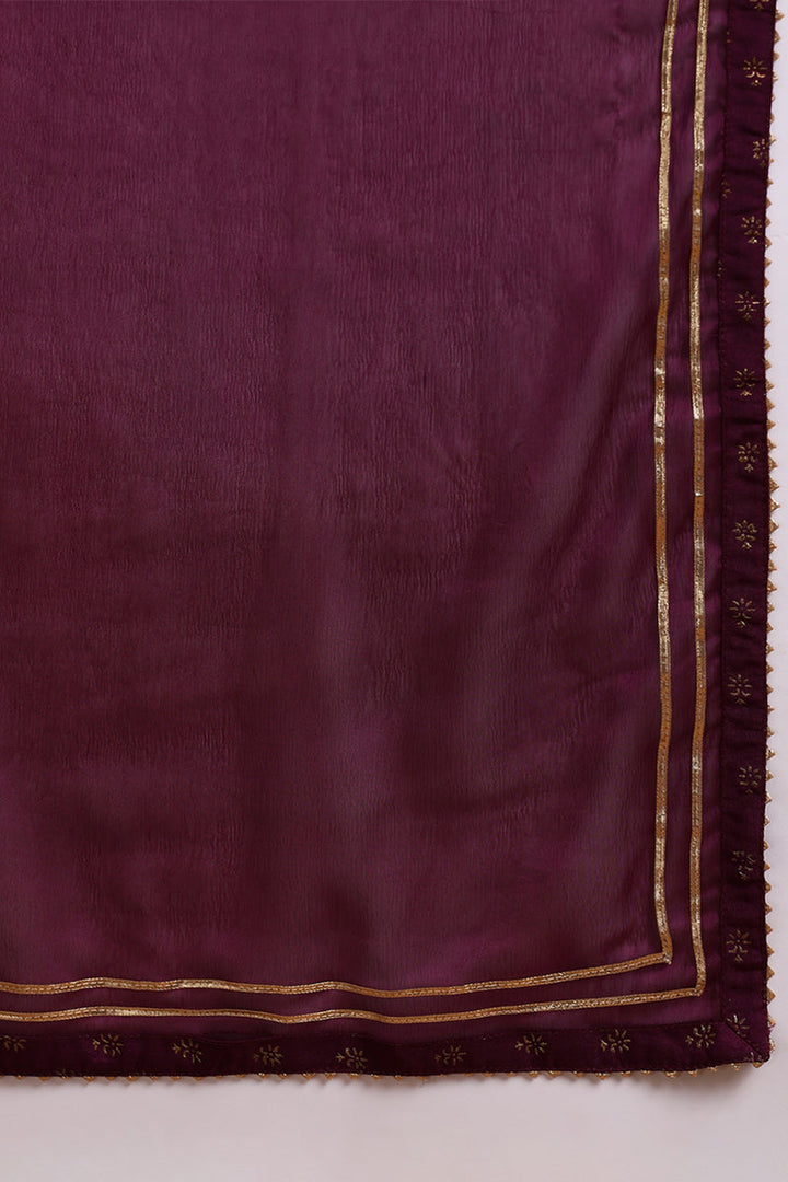 Purple Silk Blend Embroidered Anarkali Suit Set | SHOBITAM