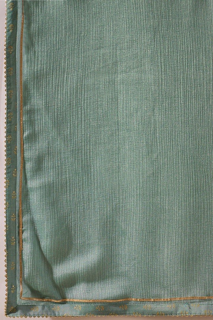 Sea Green Silk Blend Solid Embroidered Anarkali Suit Set | SHOBITAM