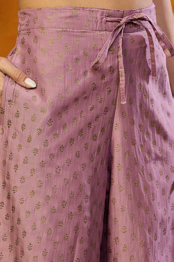 Pink Silk Blend Solid Yoke Design Zari Anarkali Style Suit Set | SHOBITAM