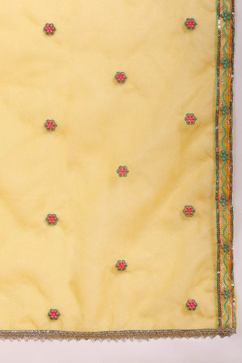 Yellow Silk Blend Embroidered Anarkali Suit Set | SHOBITAM