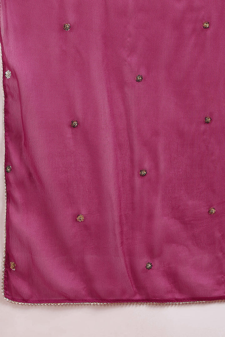 Magenta Pink Silk Blend Embroidered Anarkali Suit Set | SHOBITAM