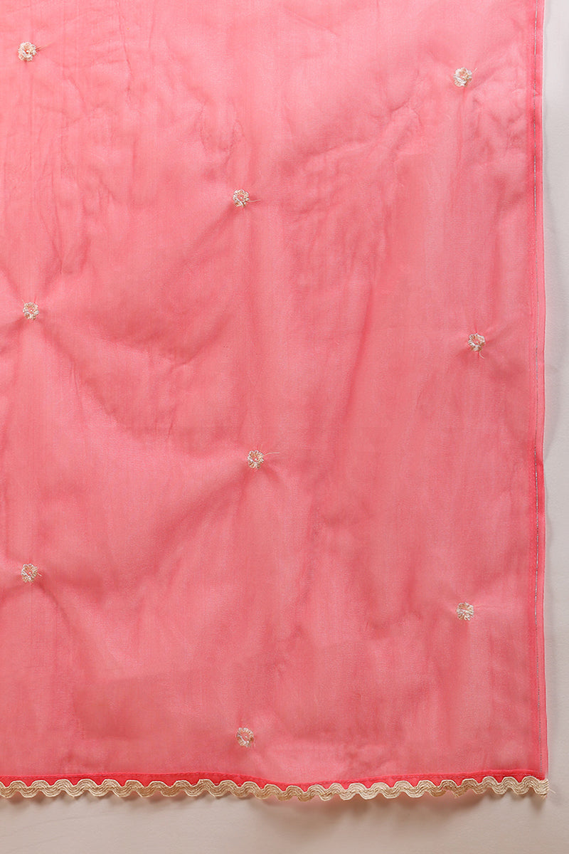 Pink Silk Blend Solid Embroidered Flared Empire Suit Set  | SHOBITAM