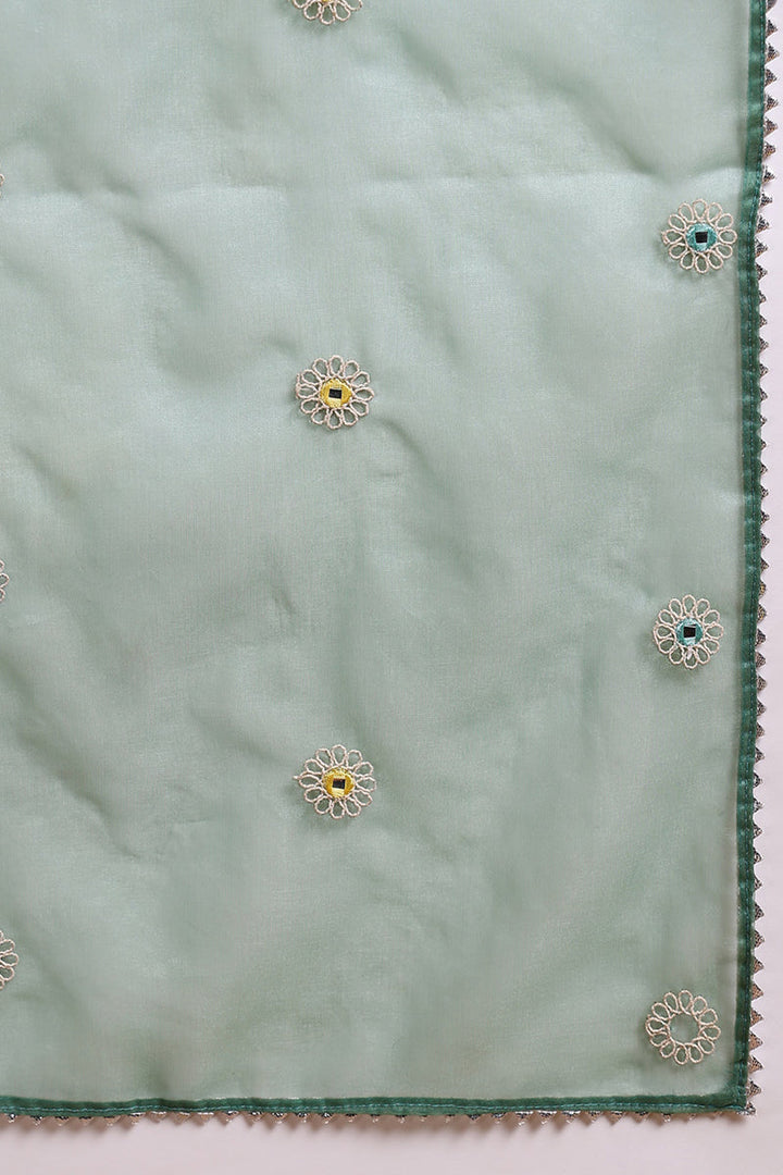 Sea Green Silk Blend Solid Yoke Design Anarkali Suit Set | SHOBITAM