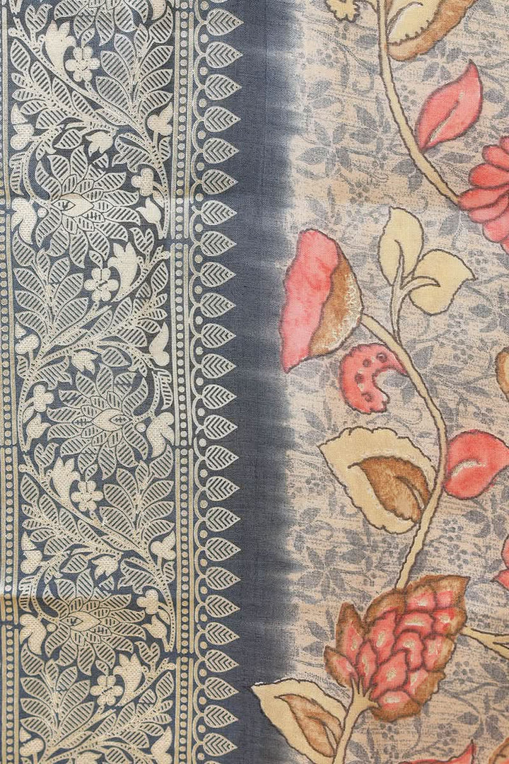 Blue Silk Blend Ethnic Motifs Embroidered Straight Suit Set | SHOBITAM
