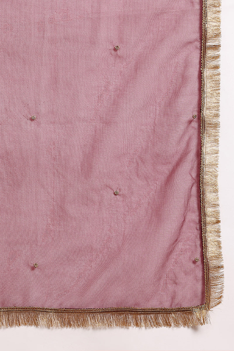 Burgundy Silk Blend Solid Embroidered Straight Regular Suit Set  | SHOBITAM