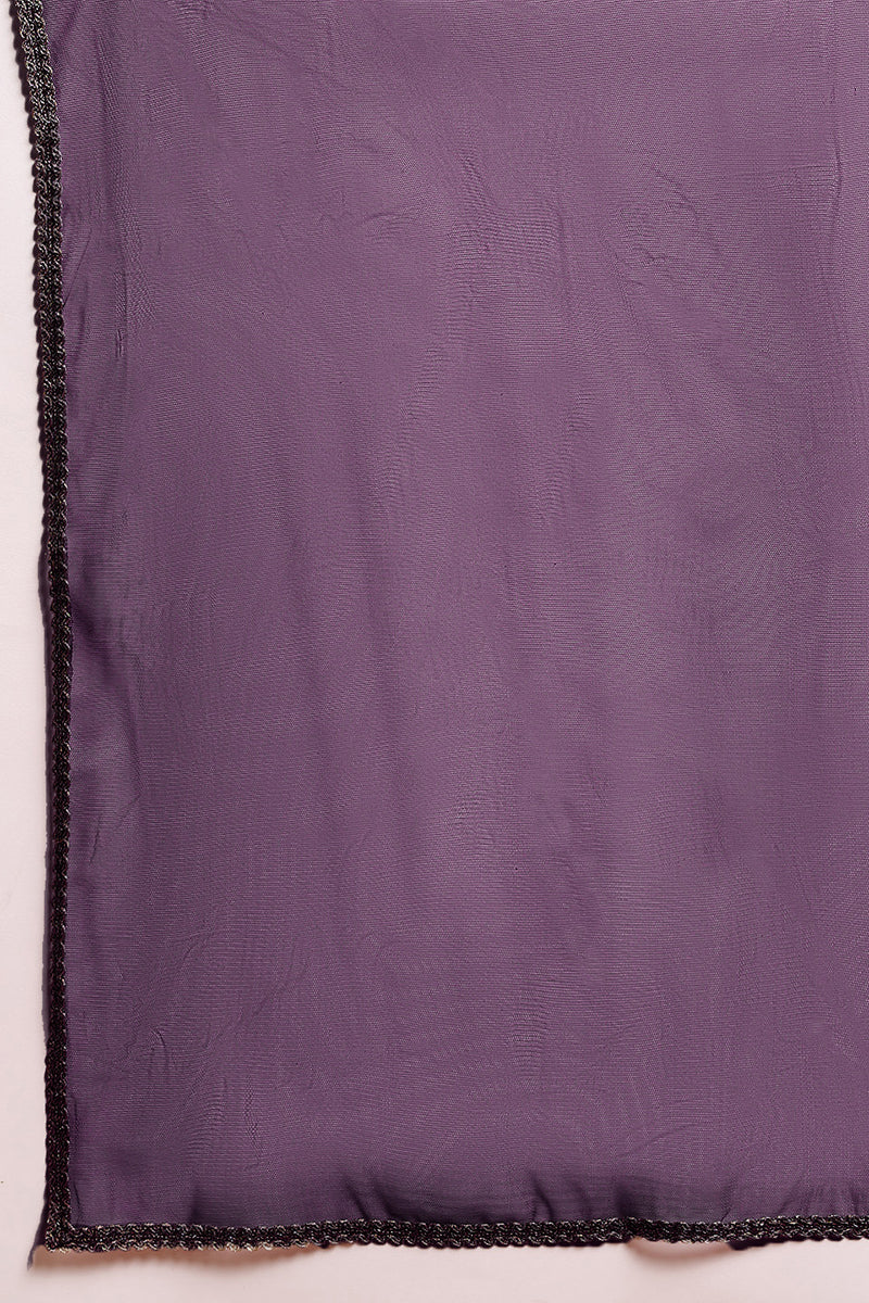 Purple Silk Blend Solid Woven Design Flared Empire Suit Set | SHOBITAM