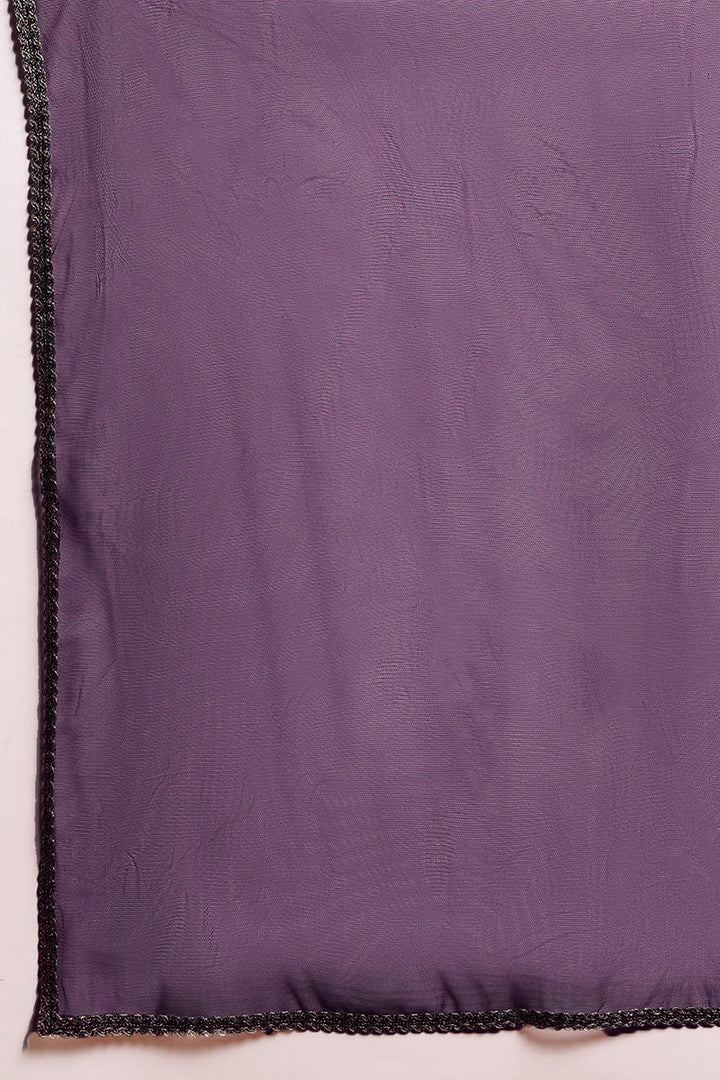 Purple Silk Blend Solid Woven Design Flared Empire Suit Set | SHOBITAM