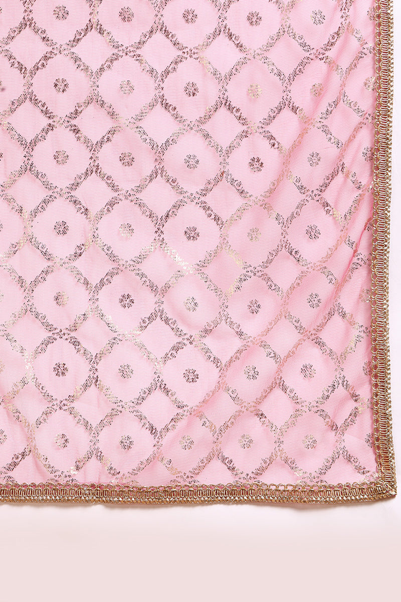 Pink Silk Blend Embroidered Straight Suit Set | SHOBITAM