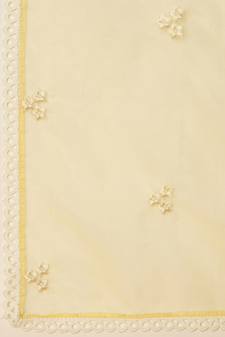 Yellow Organza Solid Embroidered A-Line Dhoti Bottom Suit Set | SHOBITAM