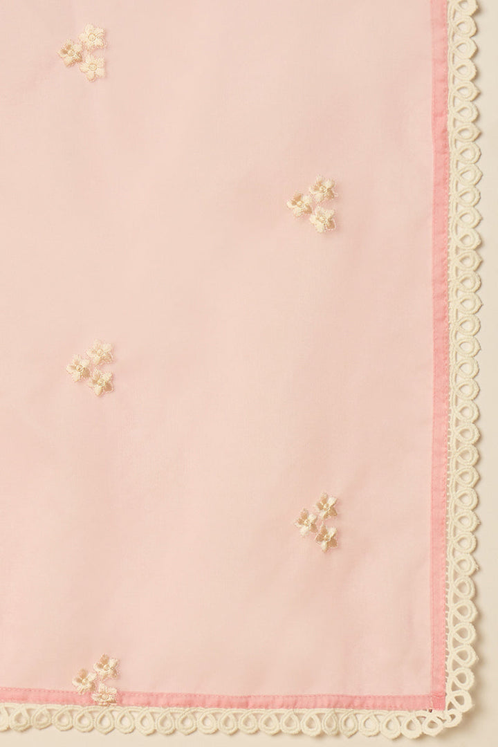 Pink Organza Solid Embroidered A-Line Dhoti Style Suit Set | SHOBITAM