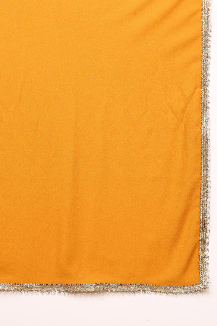 Mustard Yellow Georgette Solid Embroidered Straight Palazzo Suit Set | SHOBITAM