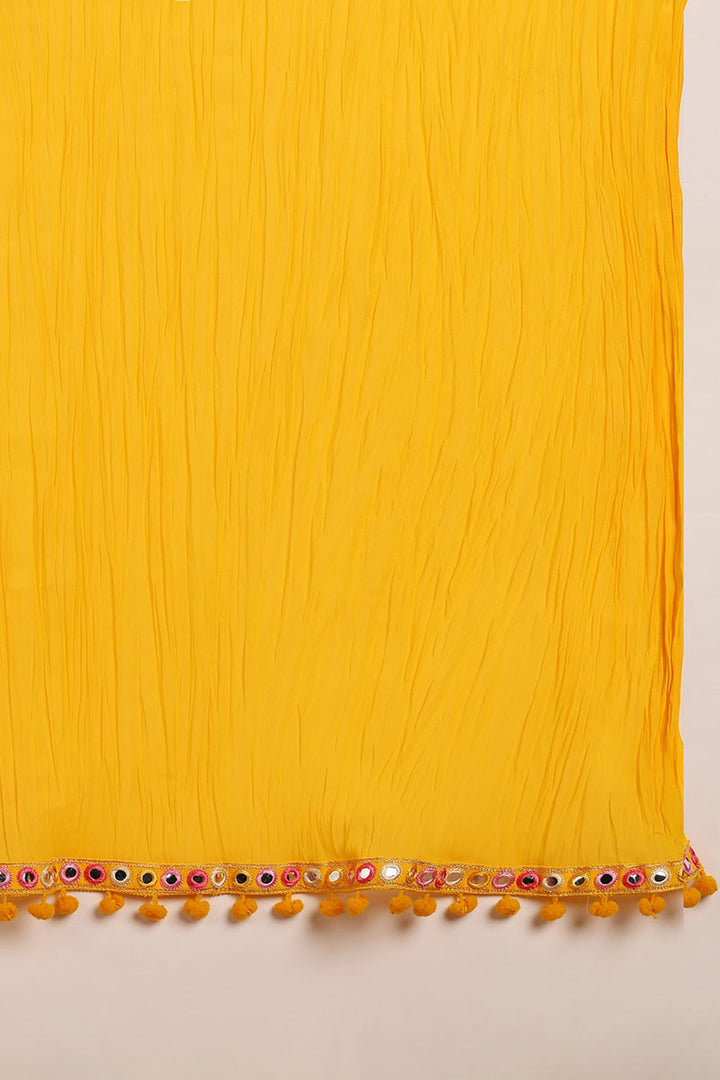 Yellow Georgette Solid Embroidered Straight Suit Set | SHOBITAM