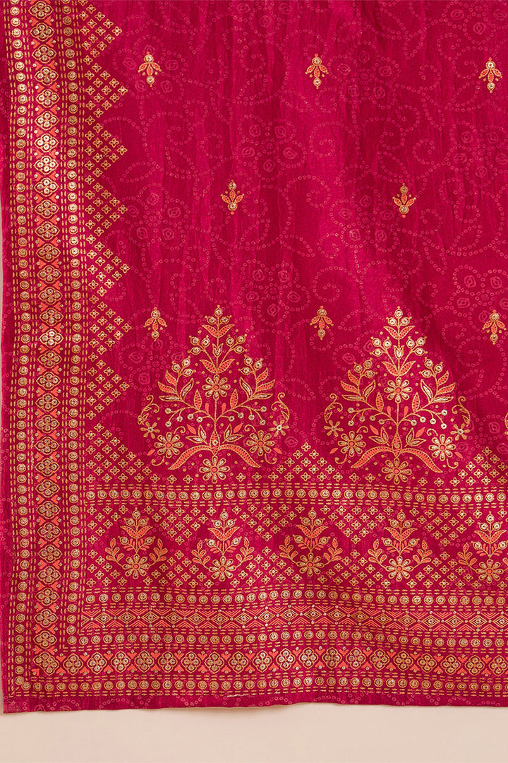 Red Silk Blend Ethnic Motifs Woven Design Anarkali Kurta Trousers With Dupatta | SHOBITAM
