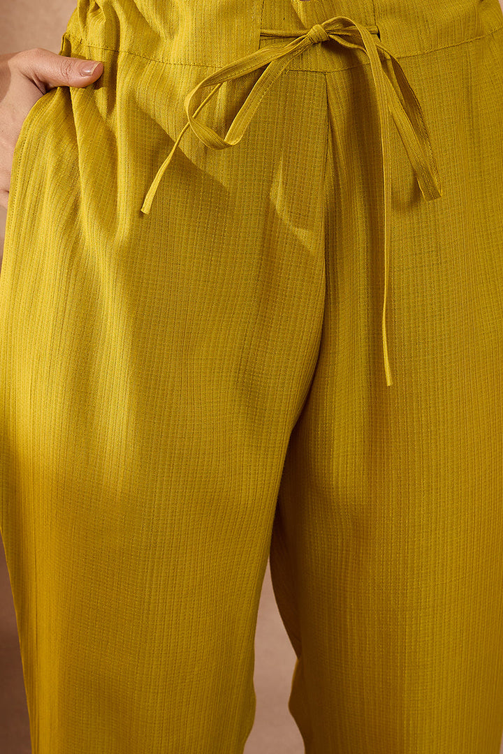 Yellow Polyester Floral Straight Kurta Trousers With Dupatta  | SHOBITAM