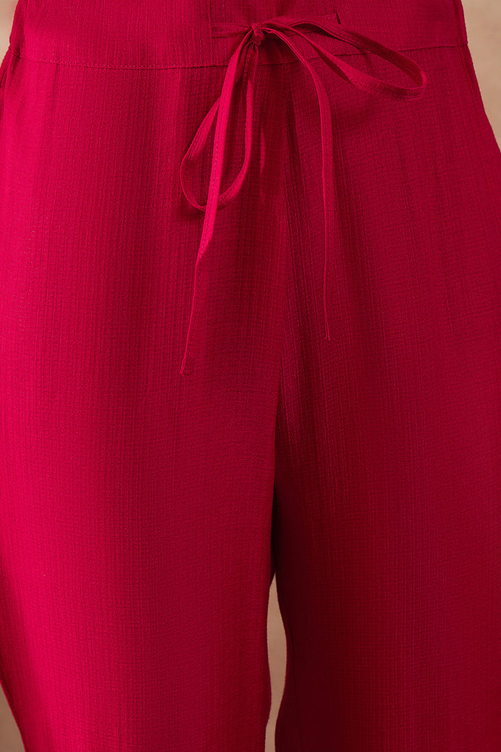 Pink Polyester Floral Printed Straight Kurta Trousers With Dupatta | SHOBITAM