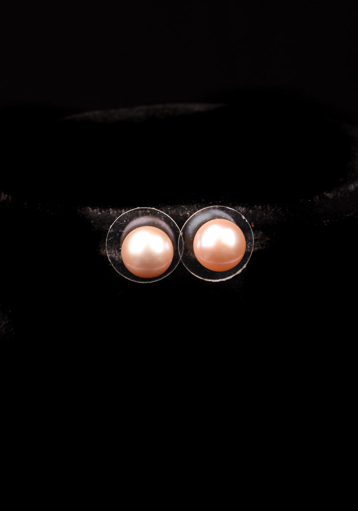 Two Tone 2 strand Pink Peach Button Pearl Necklace Set