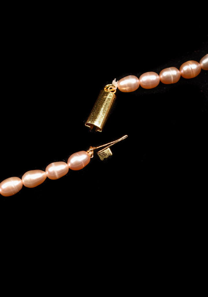Single Strand Freshwater Oval Shaped Pink Necklace Set
