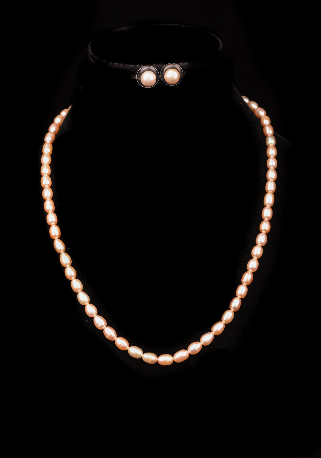 Single Strand Freshwater Oval Shaped Pink Necklace Set