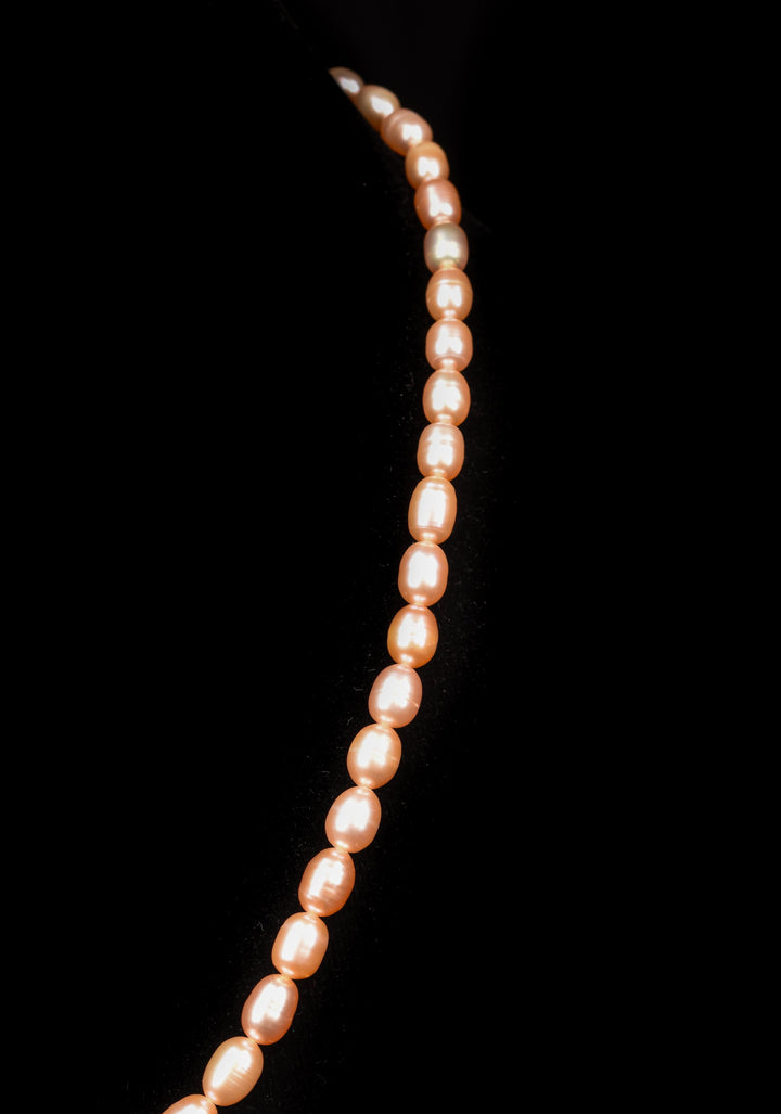 Single Strand Freshwater Oval Shaped Pink Necklace Set