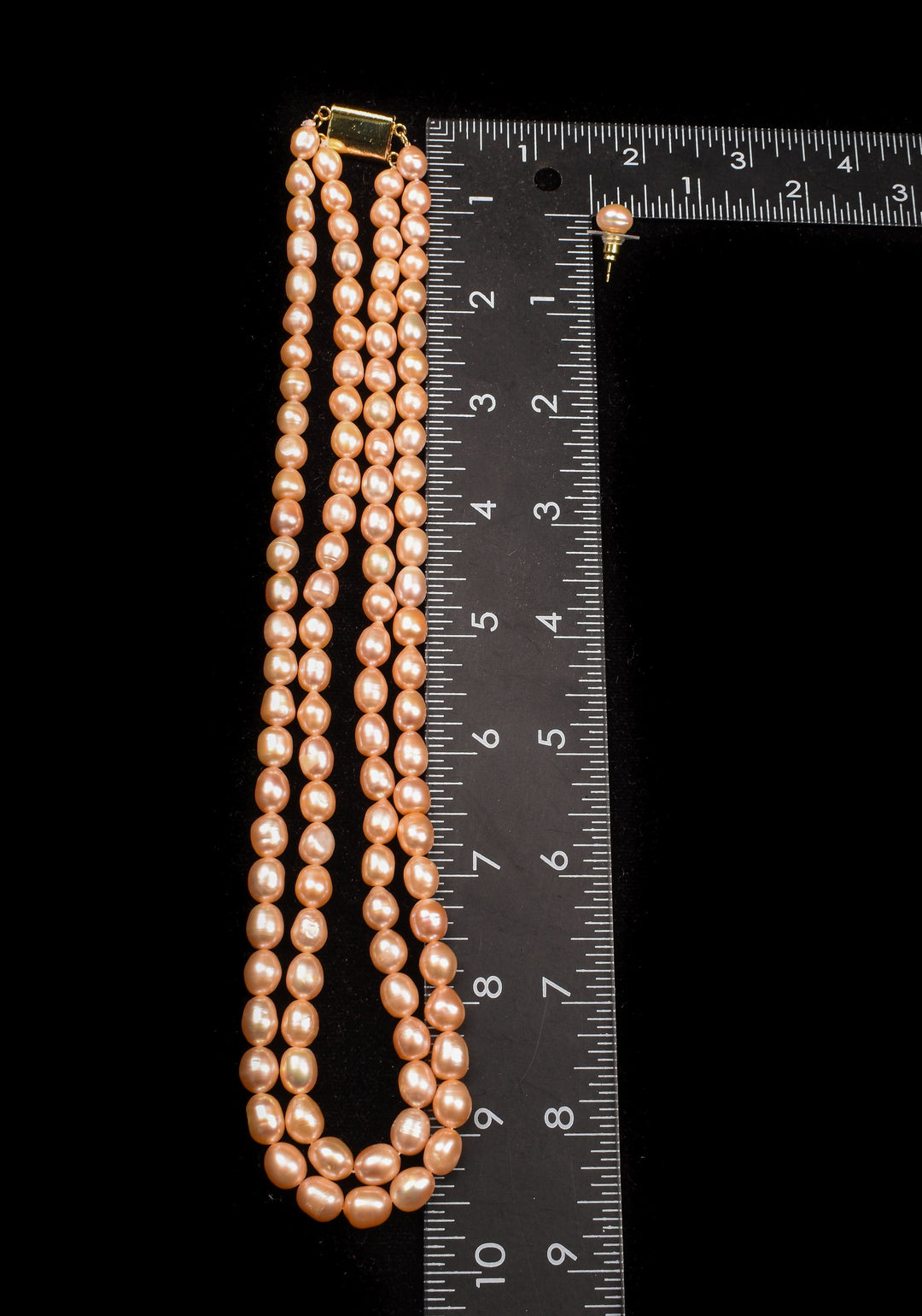 Two Strand Freshwater Oval Shaped Pink Necklace Set